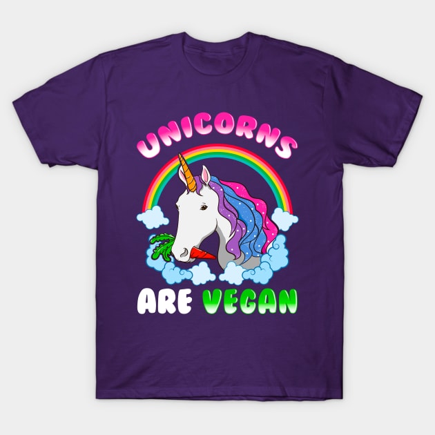 Unicorns Are Vegan Vegetarian T-Shirt by E